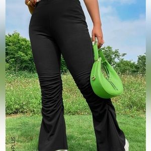 Ruched Flare Leg Pants